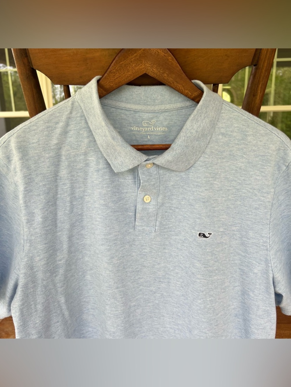 Vineyard Vines Men’s Polo Shirt Heathered Blue Golf Cotton/Spandex Size Large